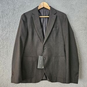 Massimo Dutti Mens Gray Blazer 36R Cotton 2-Button Double Vent Jacket Sport Coat